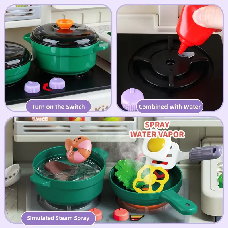 90cm Large Pretend Play Kitche - Kids Toys Kitchen 评论和价格