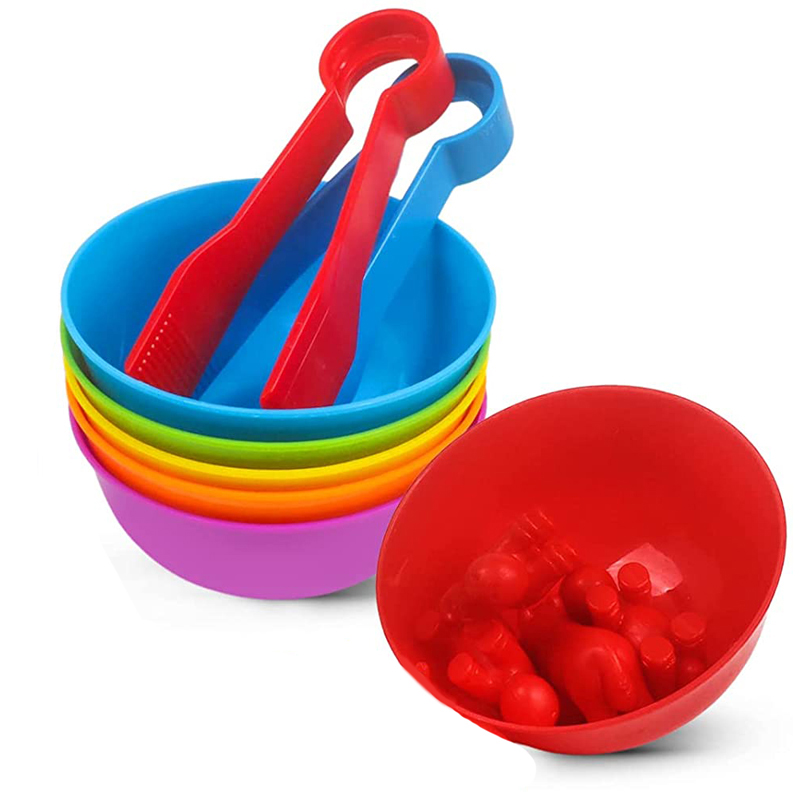 6 Plastic Bowls with 2 Tweezer - Kids Toys 2 Year Old 评论和价格
